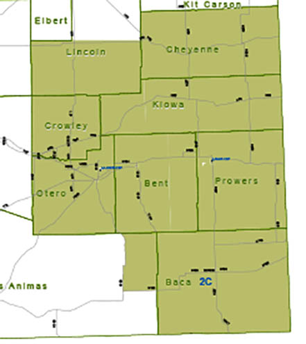 Map of district two southern Colorado Lamar