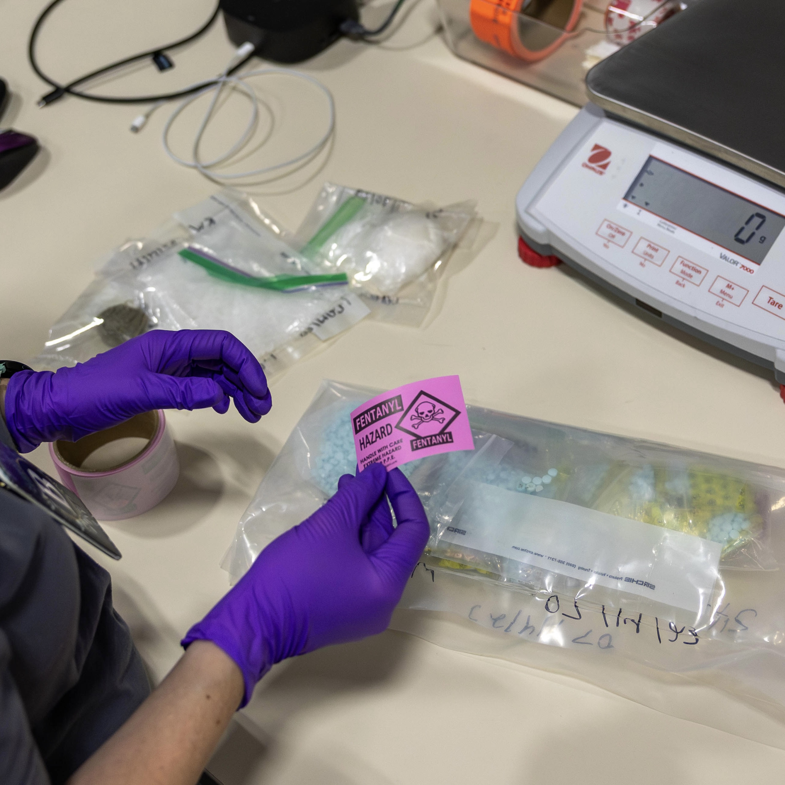 Evidence Sticker being placed