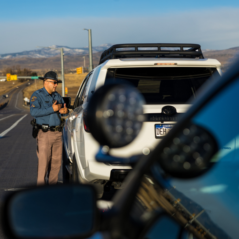 Trooper conducting traffic stop