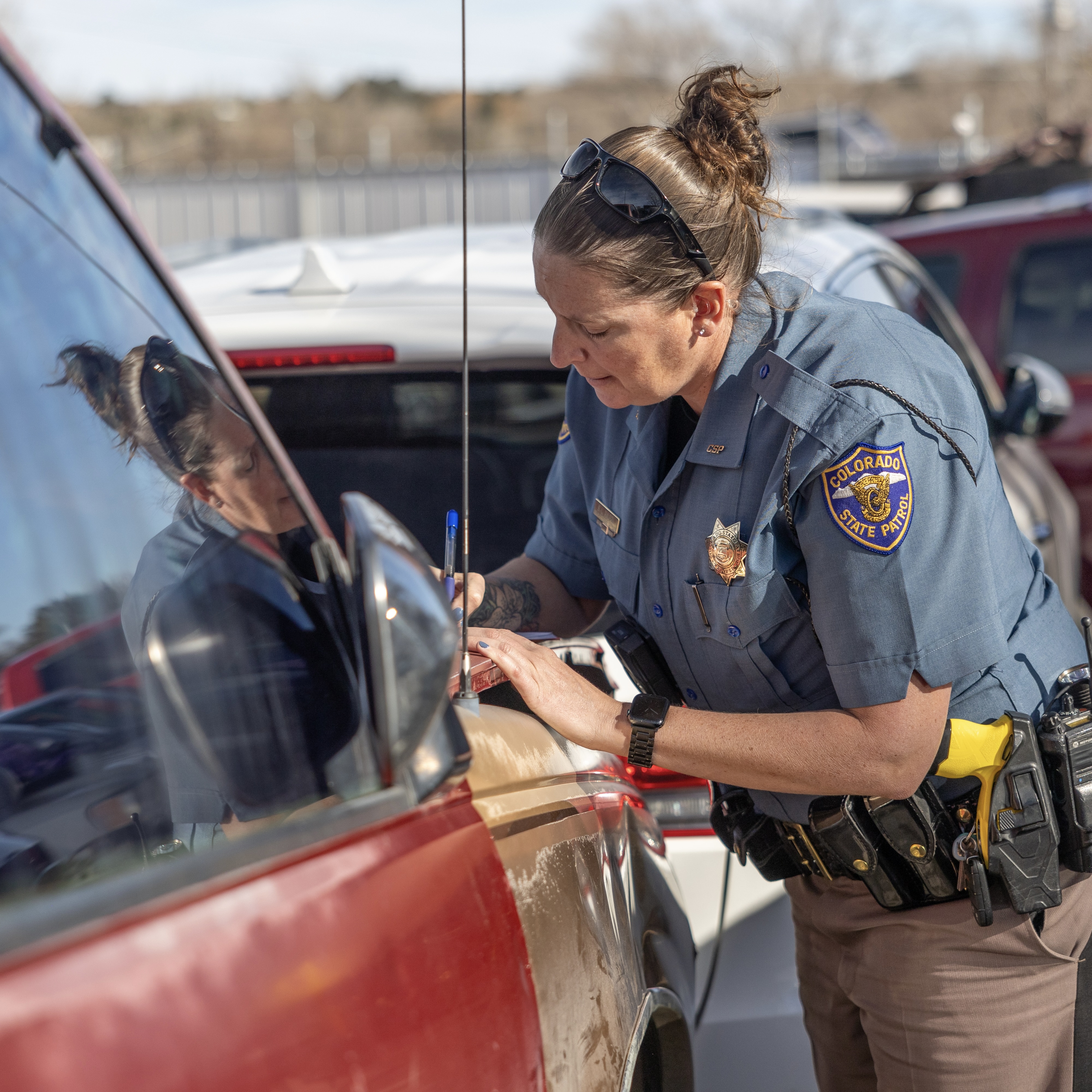 Trooper doing inspection