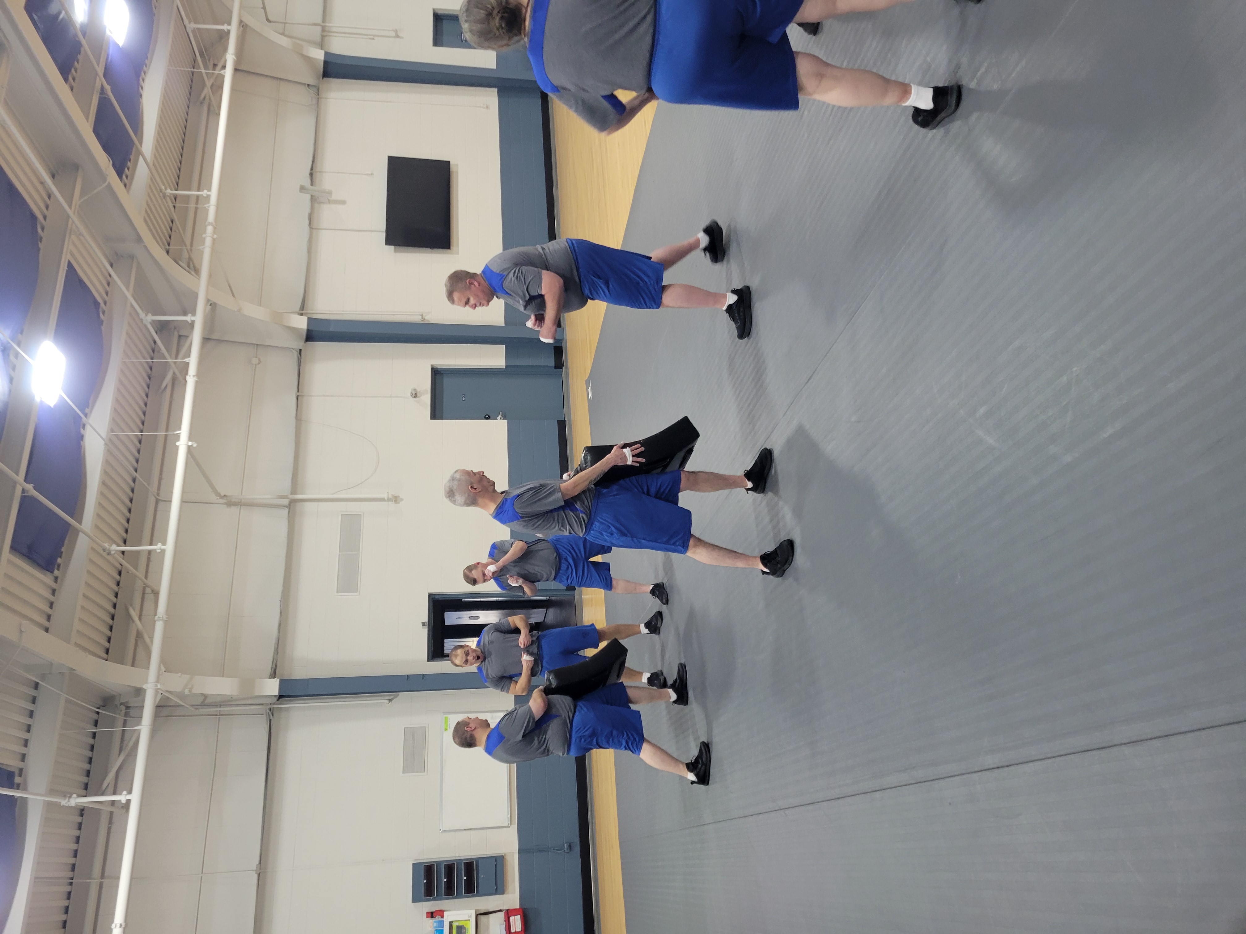 Cadets practicing strikes in basic training.