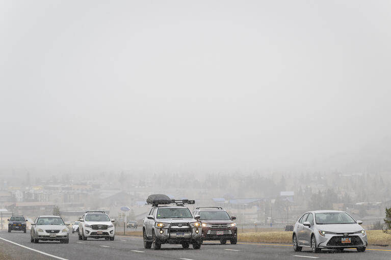 Cars Driving in the snow